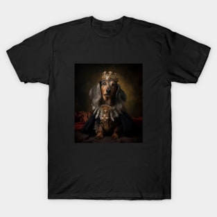 Graceful Long Haired Dachshund - Medieval German Queen T-Shirt